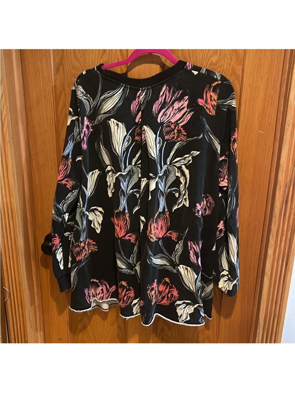 Free People Black Long-Sleeve Top with Pink & Cream Floral Print - Picture 4 of 4